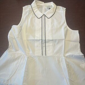 HD in Paris Ivory Sleeveless Blouse with Black Piping